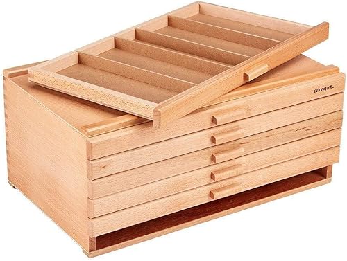 Miniatura 11 de KINGART Caja de almacenamiento de madera con 6 cajones para artistas, 15-3/4 pulgadas de ancho x 10 pulgadas de profundidad x 6-1/2 pulgadas de