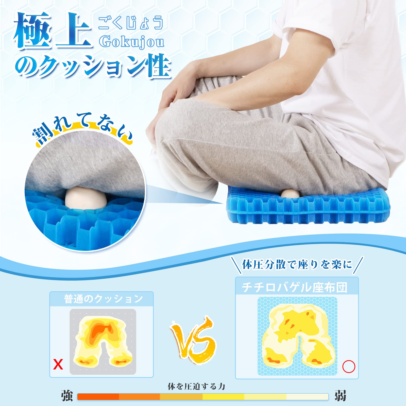 40×37×6cm 極厚ゲルクッション 楽天市場】【極厚 / 6cm】ゲルクッション ジェルクッション