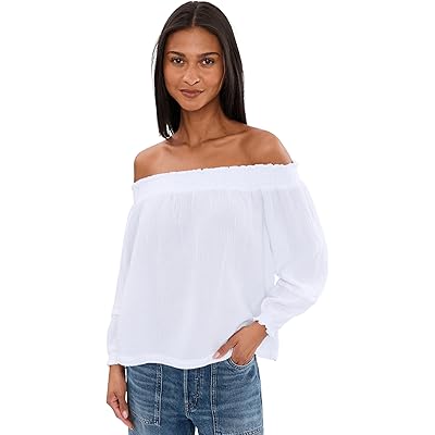 Splendid Ava Gauze Off Shoulder Top white
