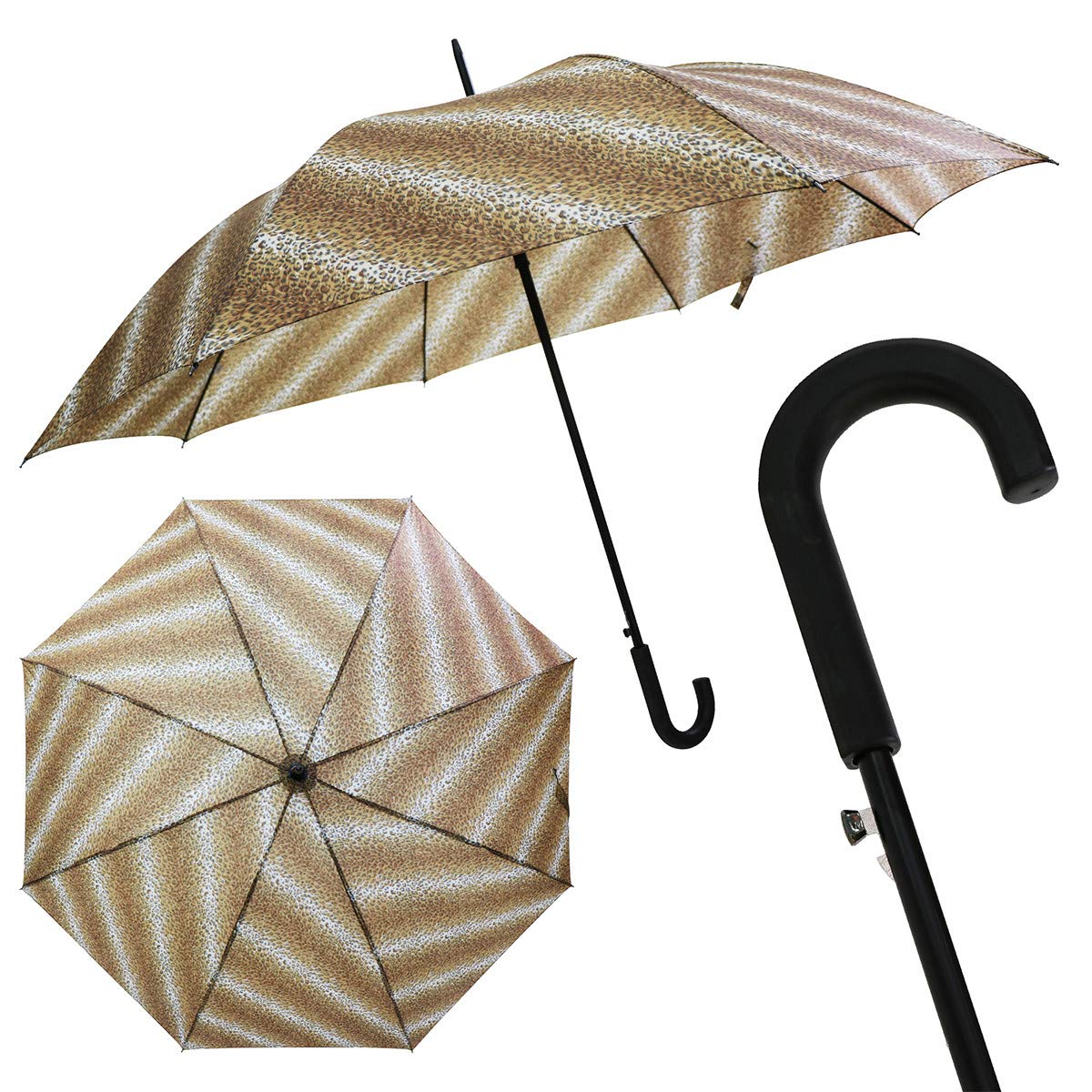 Automatic Long Handle Straight Leopard Print Umbrella Strong Sunny and Rainy Windproof Umbrella