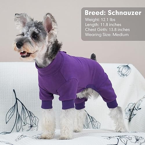 Miniatura 3 de cyeollo Pijama de forro polar para perro, overol térmico para perro, abrigo elástico, ropa cálida para perros de tamaño mediano a grande, color