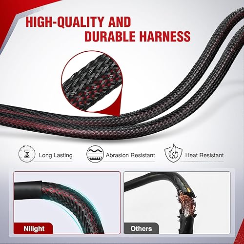 Miniatura 6 de Nilight Kit de arnés de cableado Nylon 16 AWG 2 cables 12V Interruptor de manillar de motocicleta encendido y apagado, fusible de hoja de relé