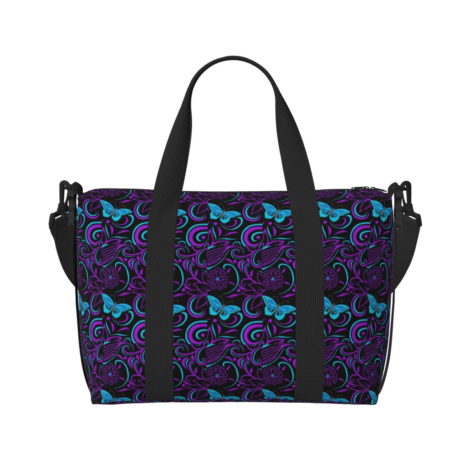 Sac à main polyvalent imprimé papillon fleurs violettes - 6