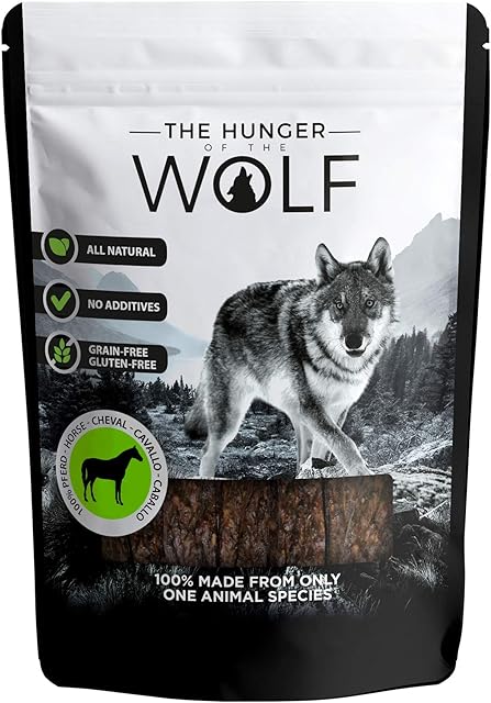 The Hunger of the Wolf Meat Snack for Dogs - For All Adult Breeds, 100% Fresh Horse Meat, 0.2 kg