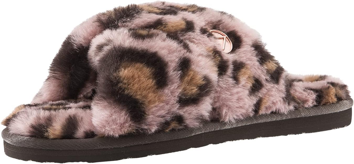 Volcom Women's Lived in Lounge Faux Fur Slide Sandal Slipper, Raisin, 8