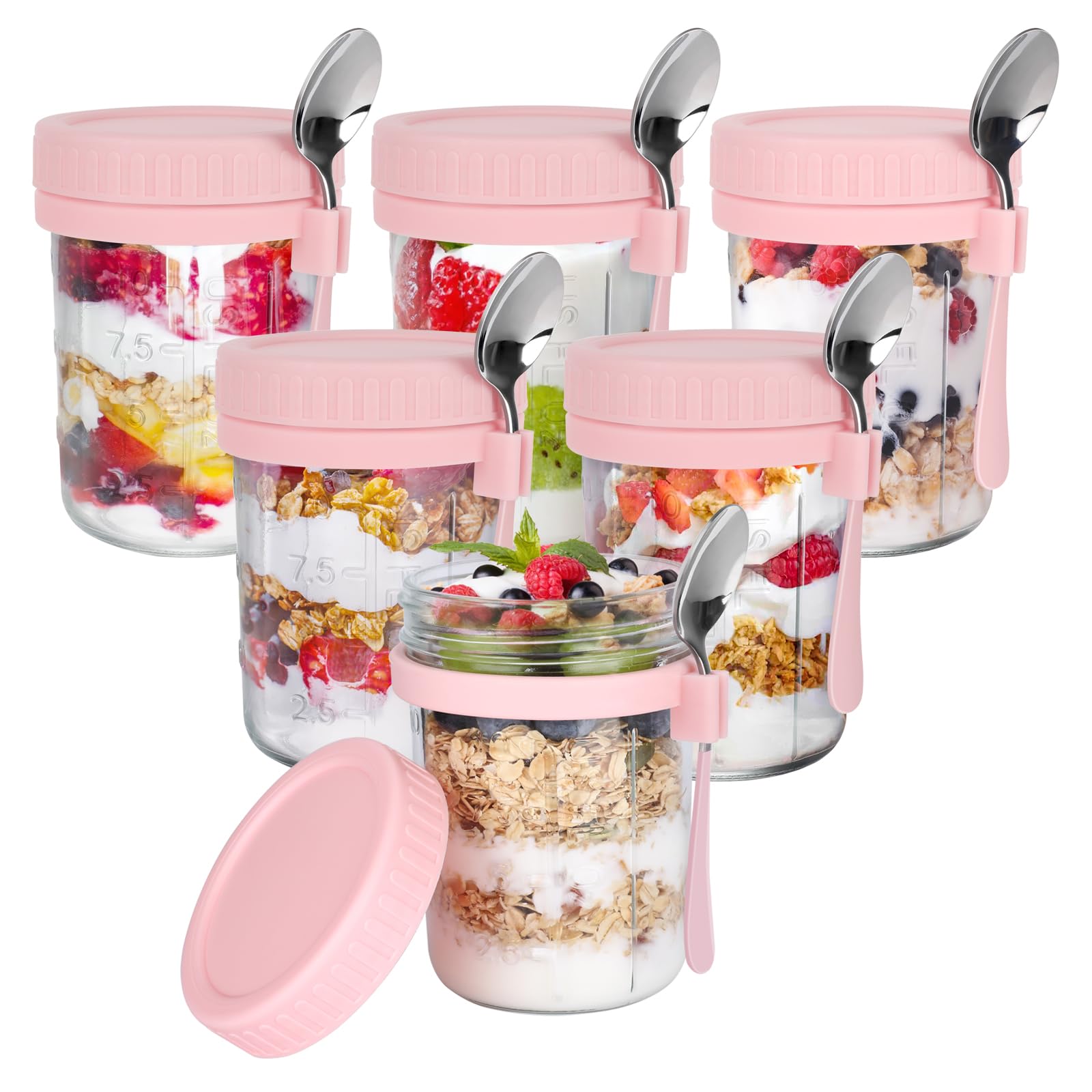 OcePor 6 Pack Overnight Oats Containers with Lids and Spoons