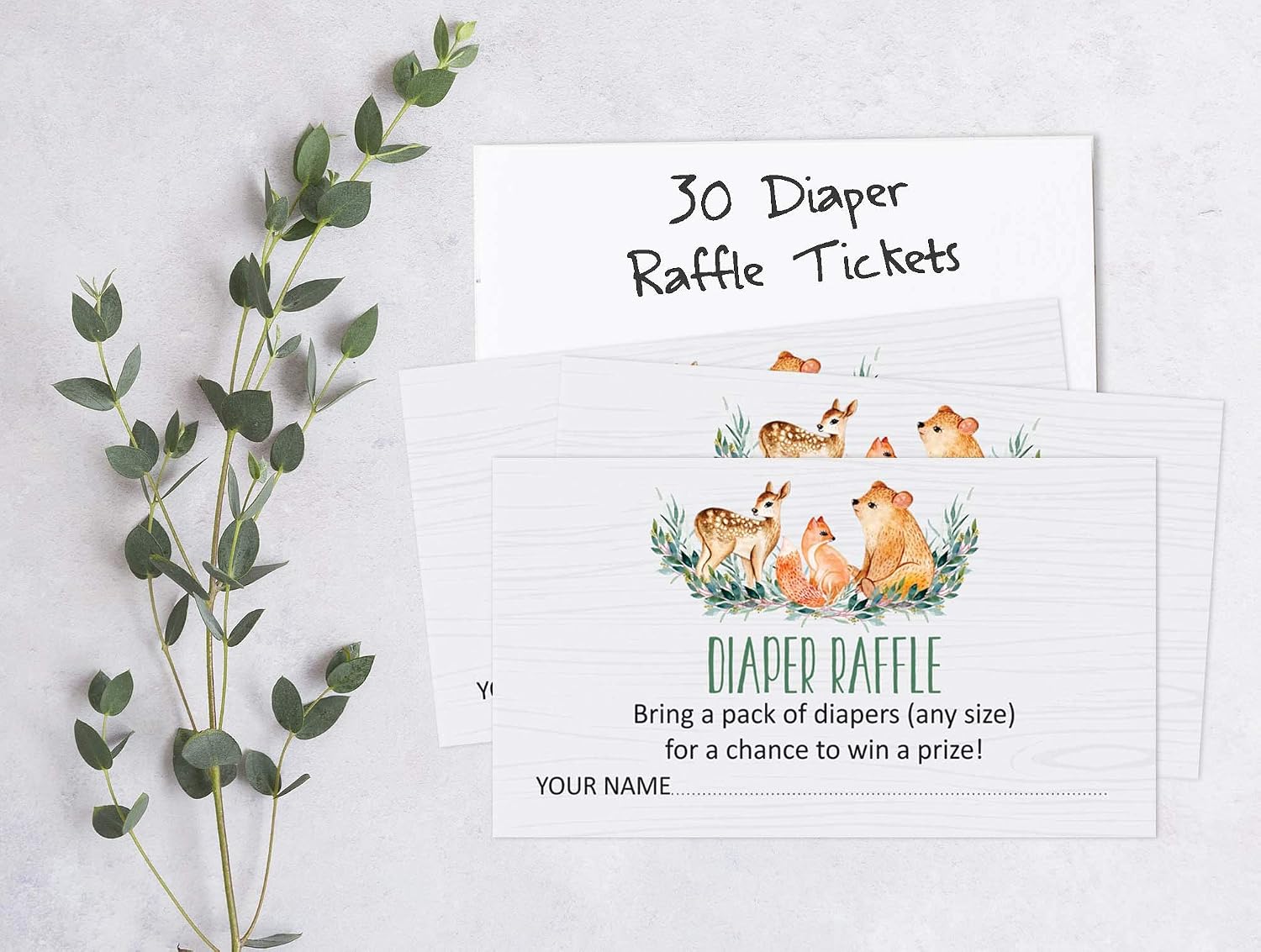 Set of 30 Jungle Animals Baby Shower Invitations-Diaper Raffle Tickets and Baby Shower Book Request Cards Gender Neutral Invites Its A Boy Its A Girl