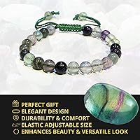 Vista 213 de Adjustable Crystal Bracelet – Gemstone Bead Bracelet with Adjustable Macrame String – Chic Gemstone Bracelet for Men and Women – 8mm Round Healing