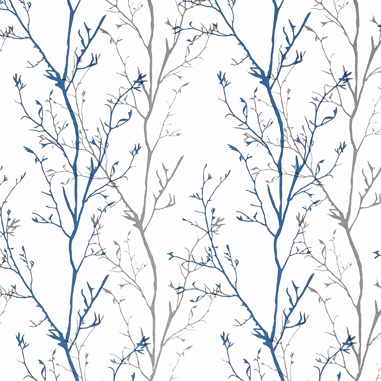 Melwod Grey Blue Tree Branches Peel and Stick Contact Paper 17.7" x 472" Modern Tree Branch Removable Wallpaper Natural Wall Paper Self-Adhesive Vinyl