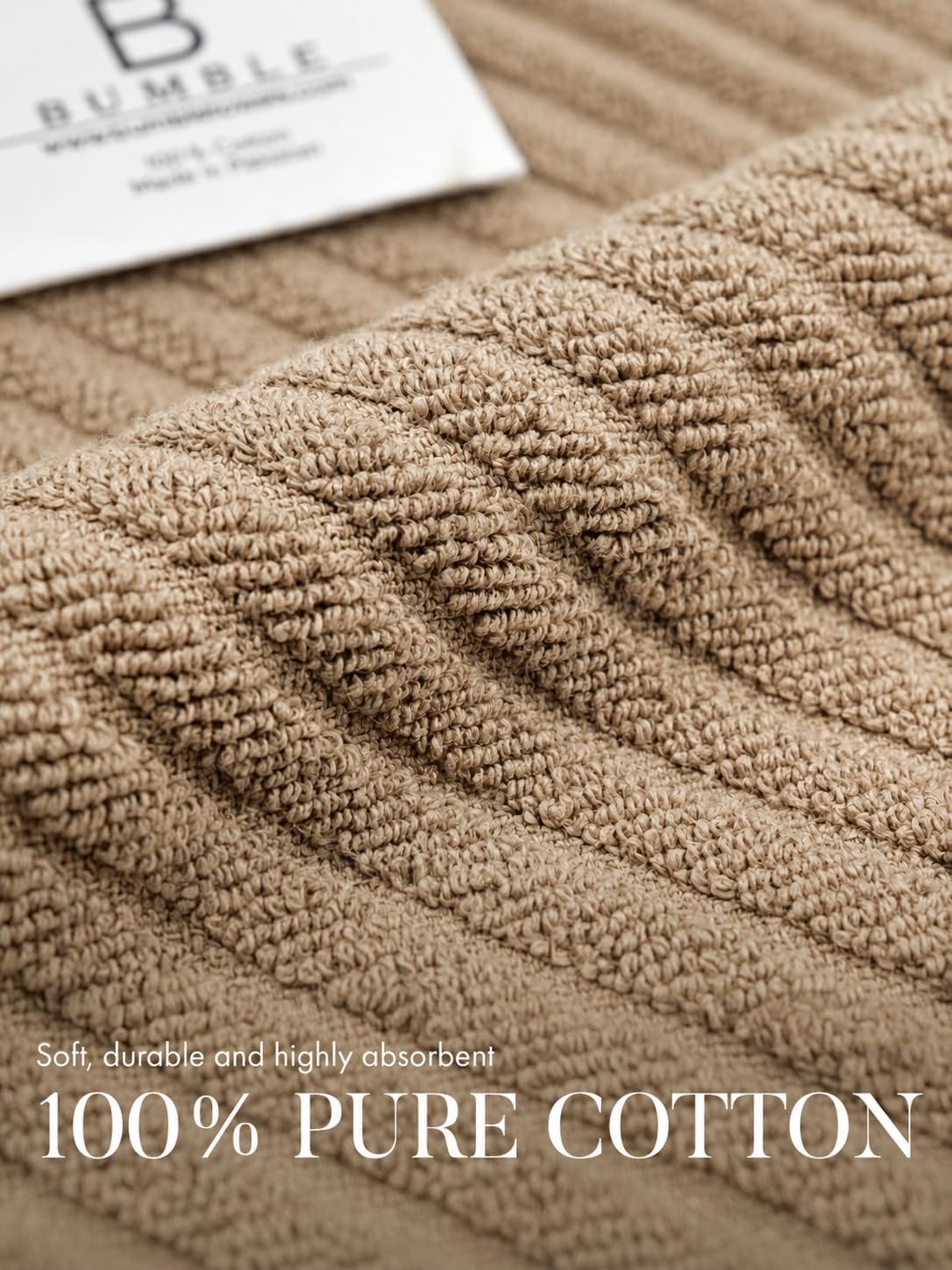 Bumble Kitchen Towels (6-Pack), 16"x25", 100% Cotton, Dish Towels Tan image 3