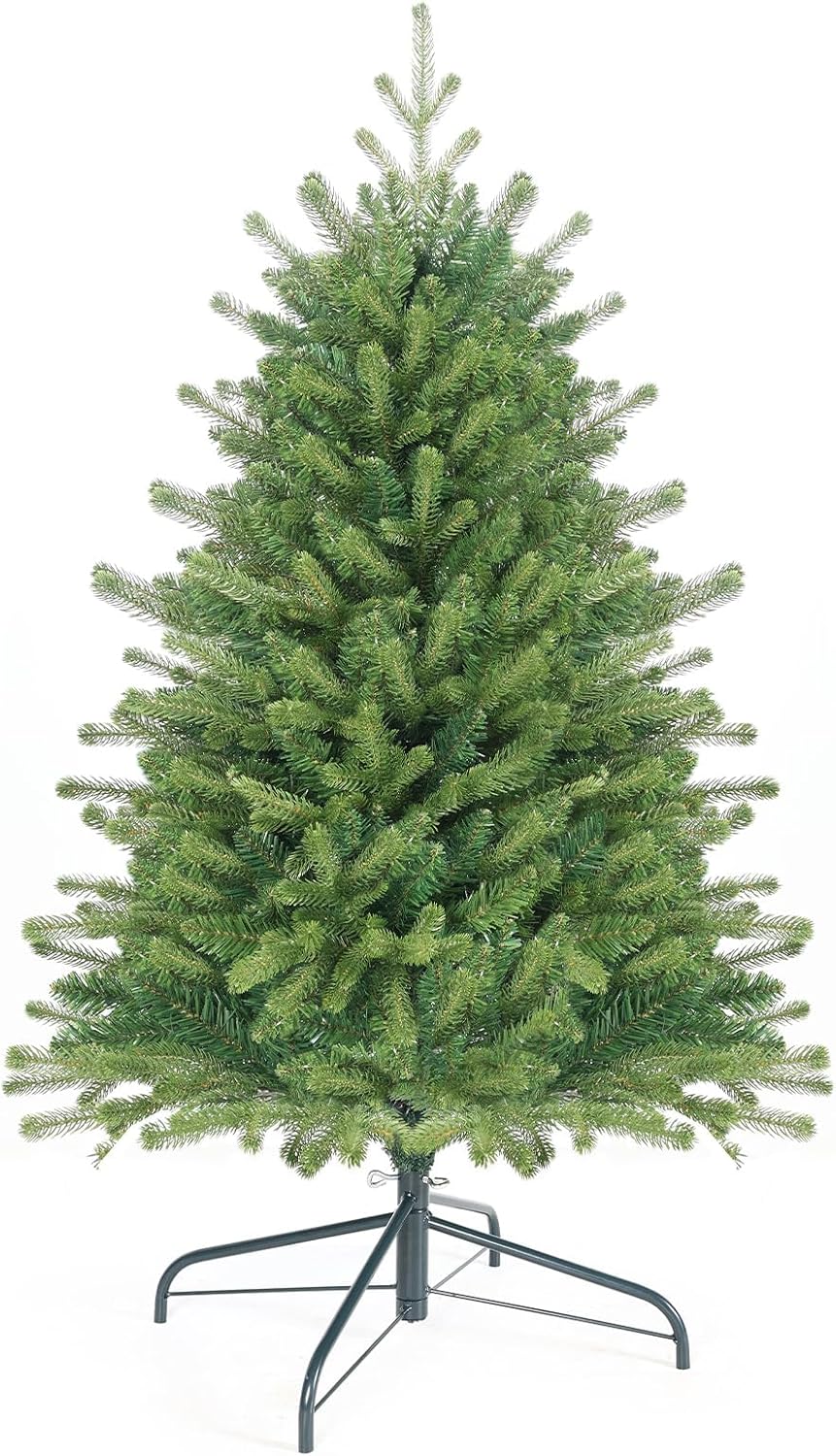 4FT Christmas Tree with PE and PVC Branch Tips,Metal Hinge and Metal Foldable Base for Home,Lobby,Office and Party Decoration