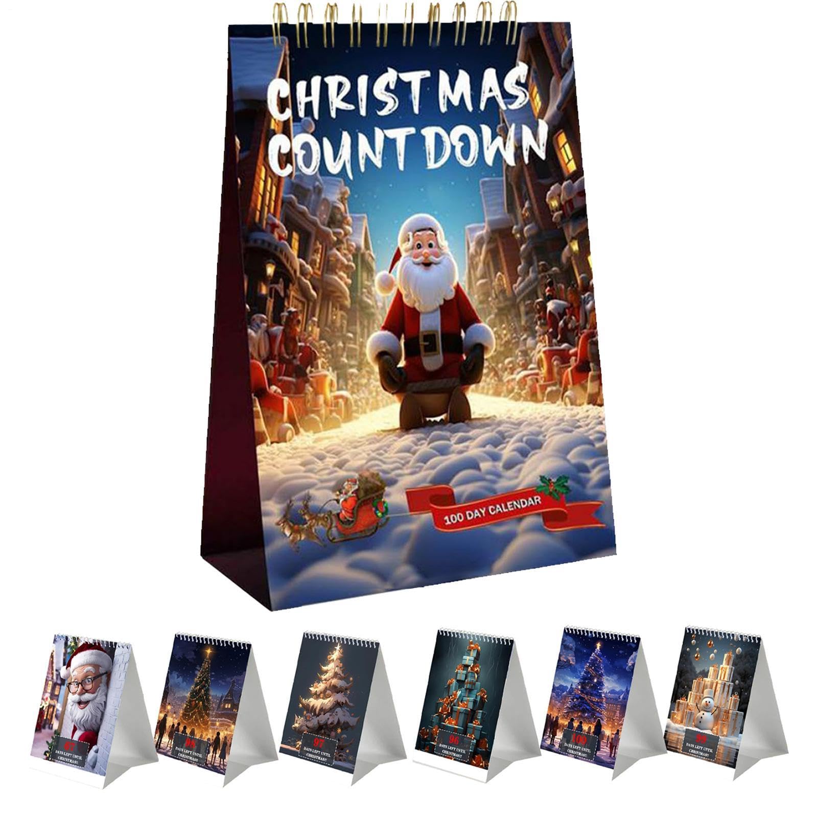 100 Day Christmas Countdown Calendar, Interactive 2026 Christmas Countdown Calendar, Seasonal Table Centerpieces For Holiday Adults Teens Kids Classroom Party Fall Desk Study Room Window Bedside