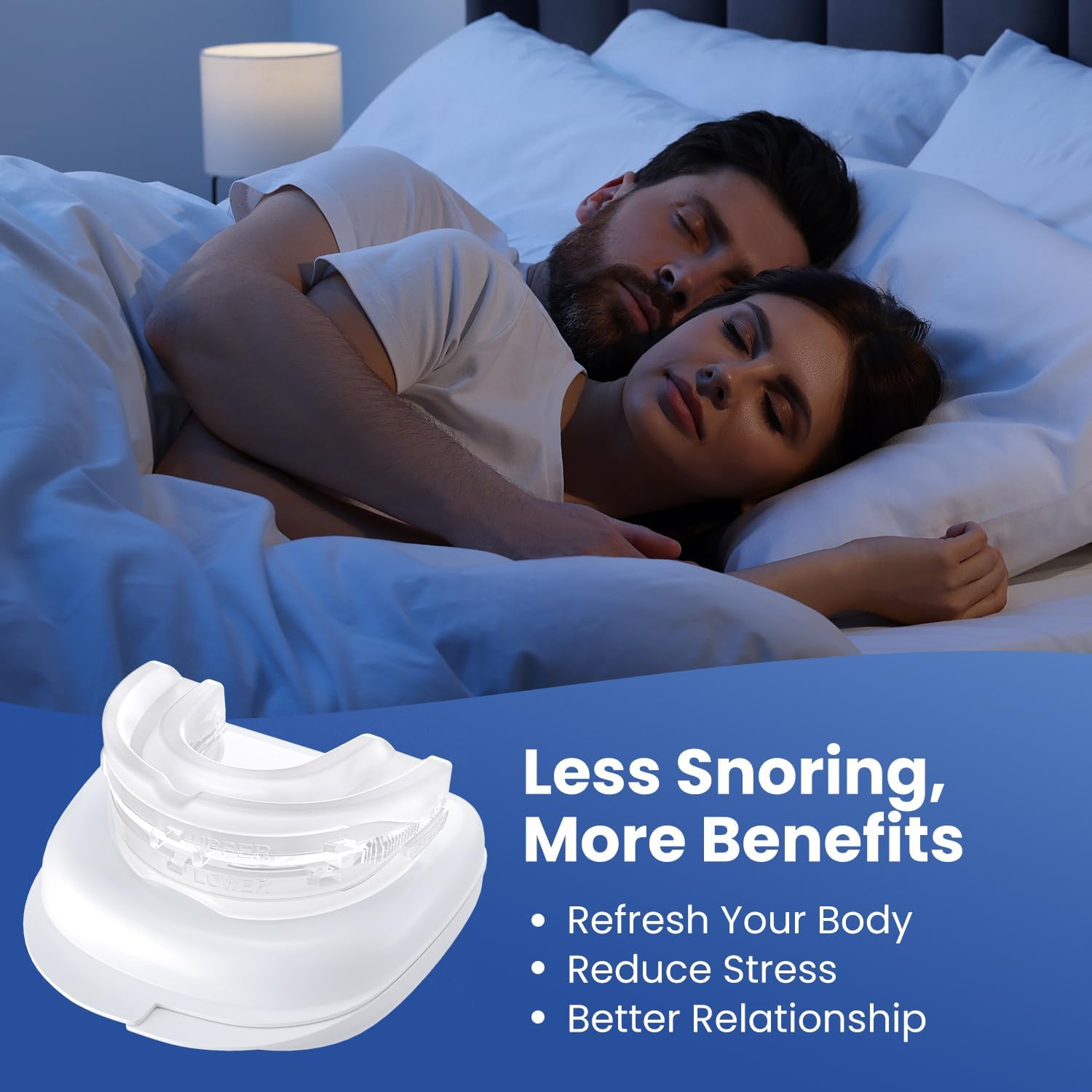 Anti Snore Mouthpiece - Adjustable Mouth Guard for Snoring, Reusable Nighttime Snoring Aid for Adults Men & Women-A04