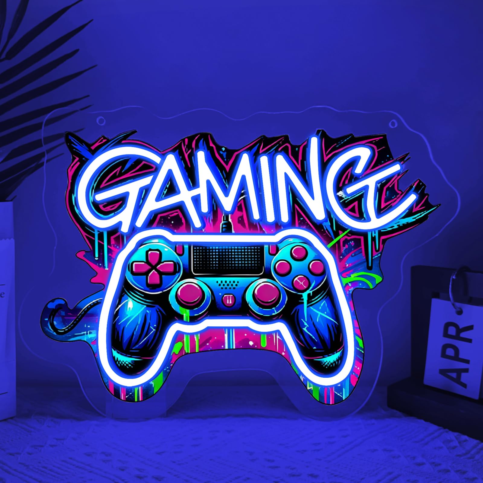 Gaming Zone neonowy szyld, kontroler gier, neonowa tabliczka do dekoracji ściany, neonowa lampa ścienna LED do pokoju zabaw, dla mężczyzn, dekoracja pokoju zabaw dla chłopców, sypialni