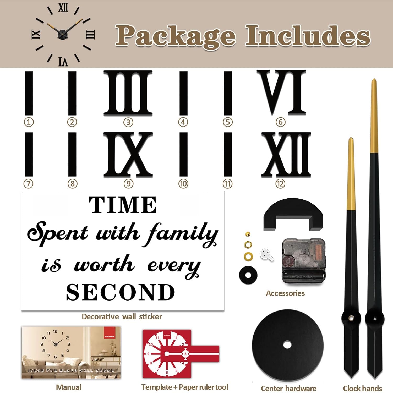 VANGOLD Wall Clock for Living Room Decorations Gift