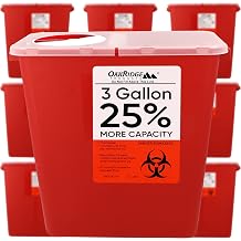 Oakridge Products Large Sharps Container for Home Use and Professional 3 Gallon 10-Pack with Rotating lid, Biohazard Needle and Syringe Disposal, CDC Certified, Wholesale Business Bundle
