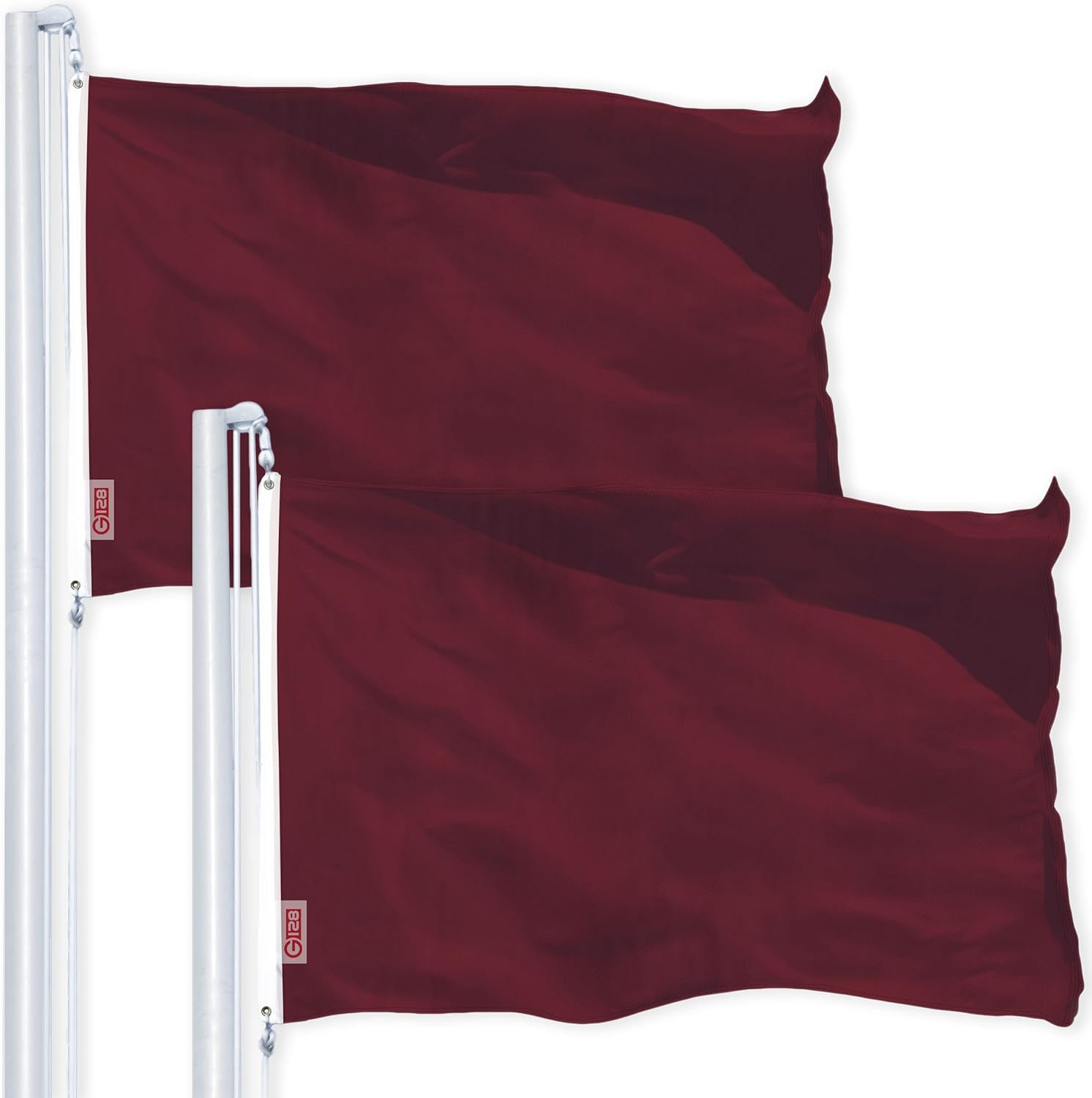 G128 2 Pack: Solid Burgundy Color Flag | 3x5 Ft | LiteWeave Pro Series Printed 150D Polyester | Indoor/Outdoor, Vibrant Colors, Brass Grommets, Thicker and More Durable Than 100D 75D Polyester