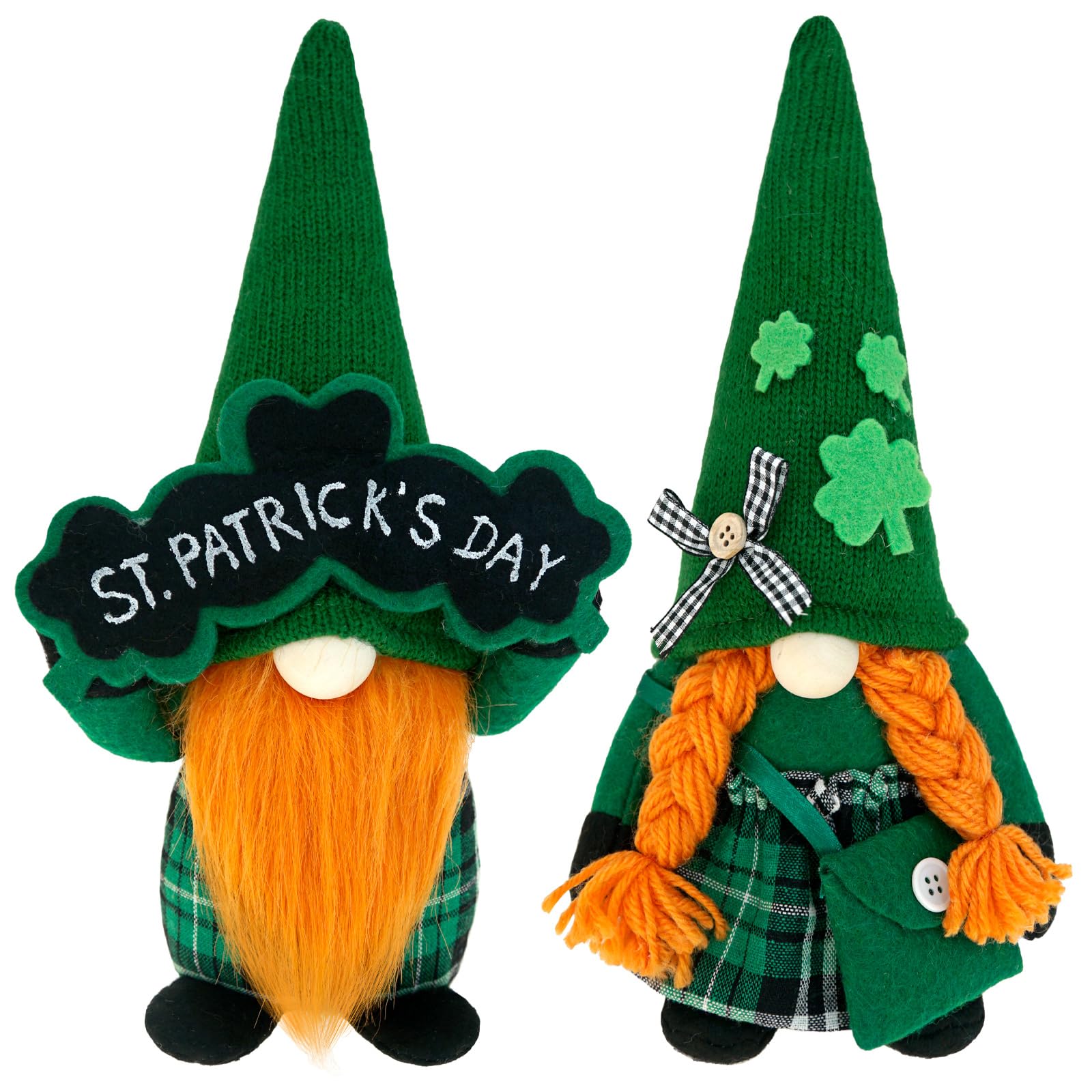 KnomeKoSt Patricks Day Gnomes Push Decorations Elf Doll Decor with LED Lights Farmhouse St Patricks Day Decor Shamrock Home Table Decor Ornaments Irish Gifts Tiered Tray Decor