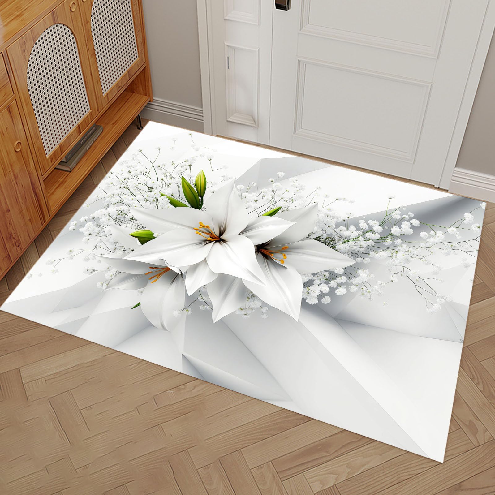 Tapis Lys Bouquet Origami lavable en machine pour entrée et couloir