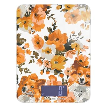Artist Dog Fall Orange Flower LCD Display Diet Scales Digital Weight for Food 11lb/0.18oz, 5kg/5g Scale in Grams and oz with 4 Unit for Espresso Keto Baking peso
