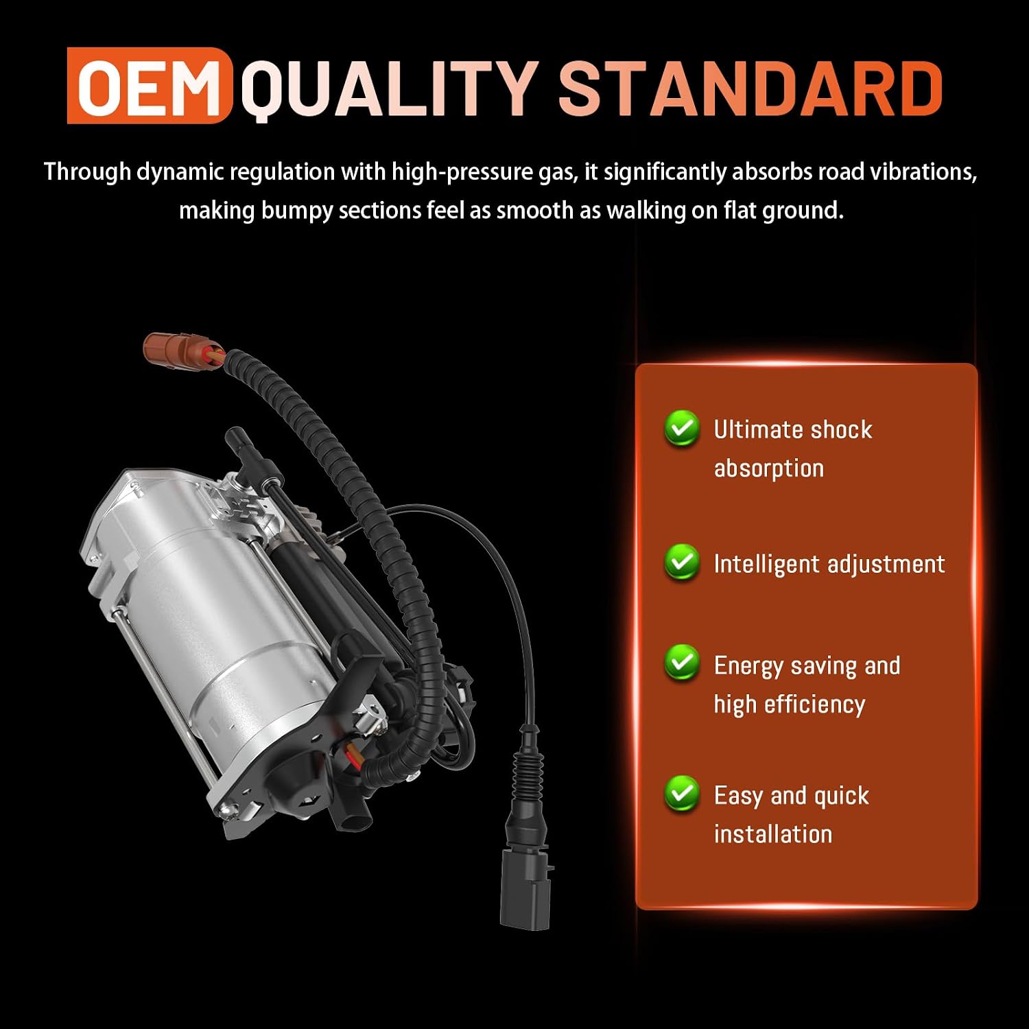 Air Suspension Compressor Pump, Fit for 1999 2000 2001 2002 2003 2004 2005 2006 Au-di A6, 2001 2002 2003 2004 2005 Au-di Allroad Quattro, Replace# 4B0616007A, 4B0616007B, 4B0616009A