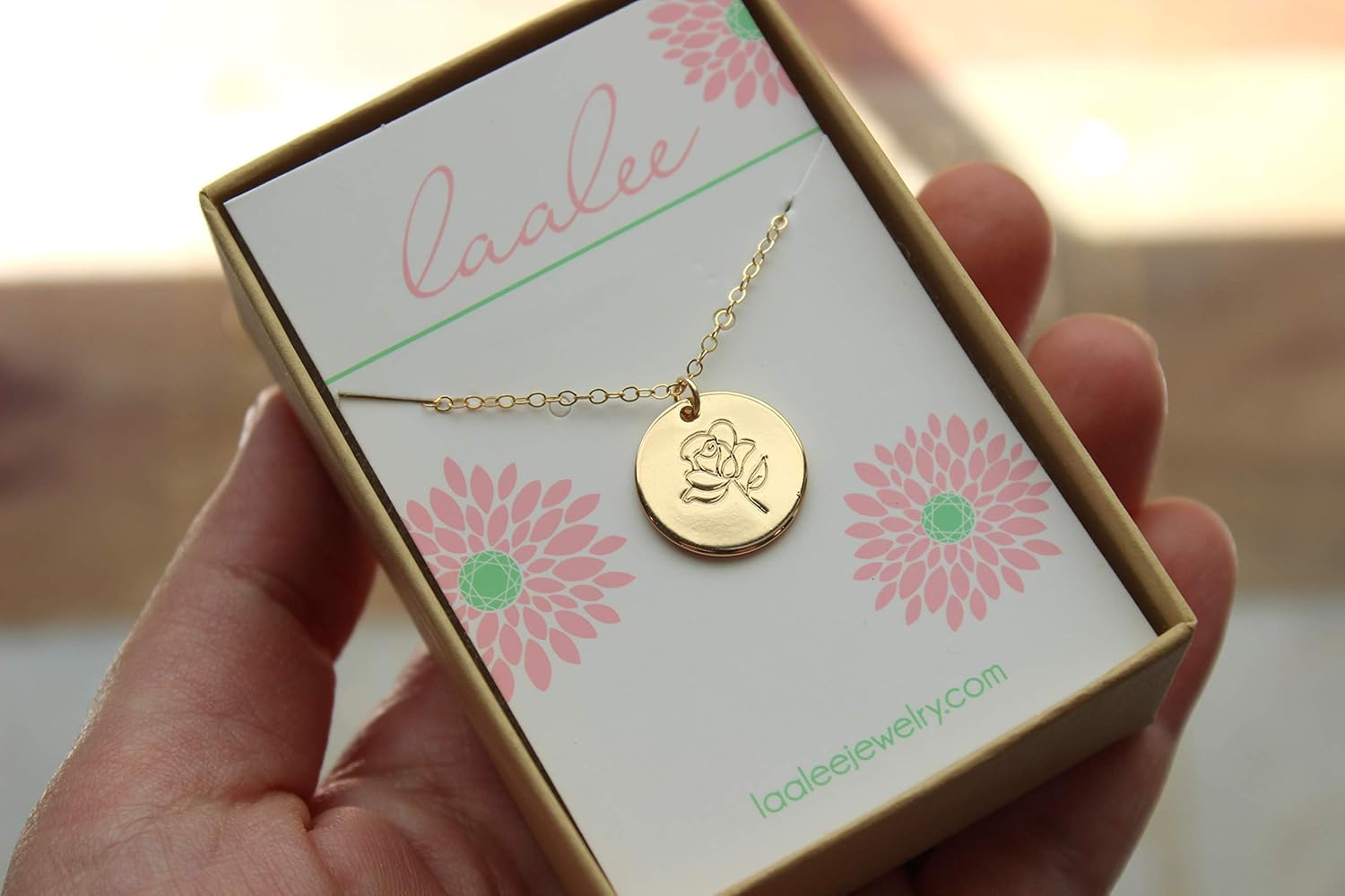 Gold Birth Flower Necklace, Birth Flower Jewelry, Personalized Birthday Gift, Floral Necklace