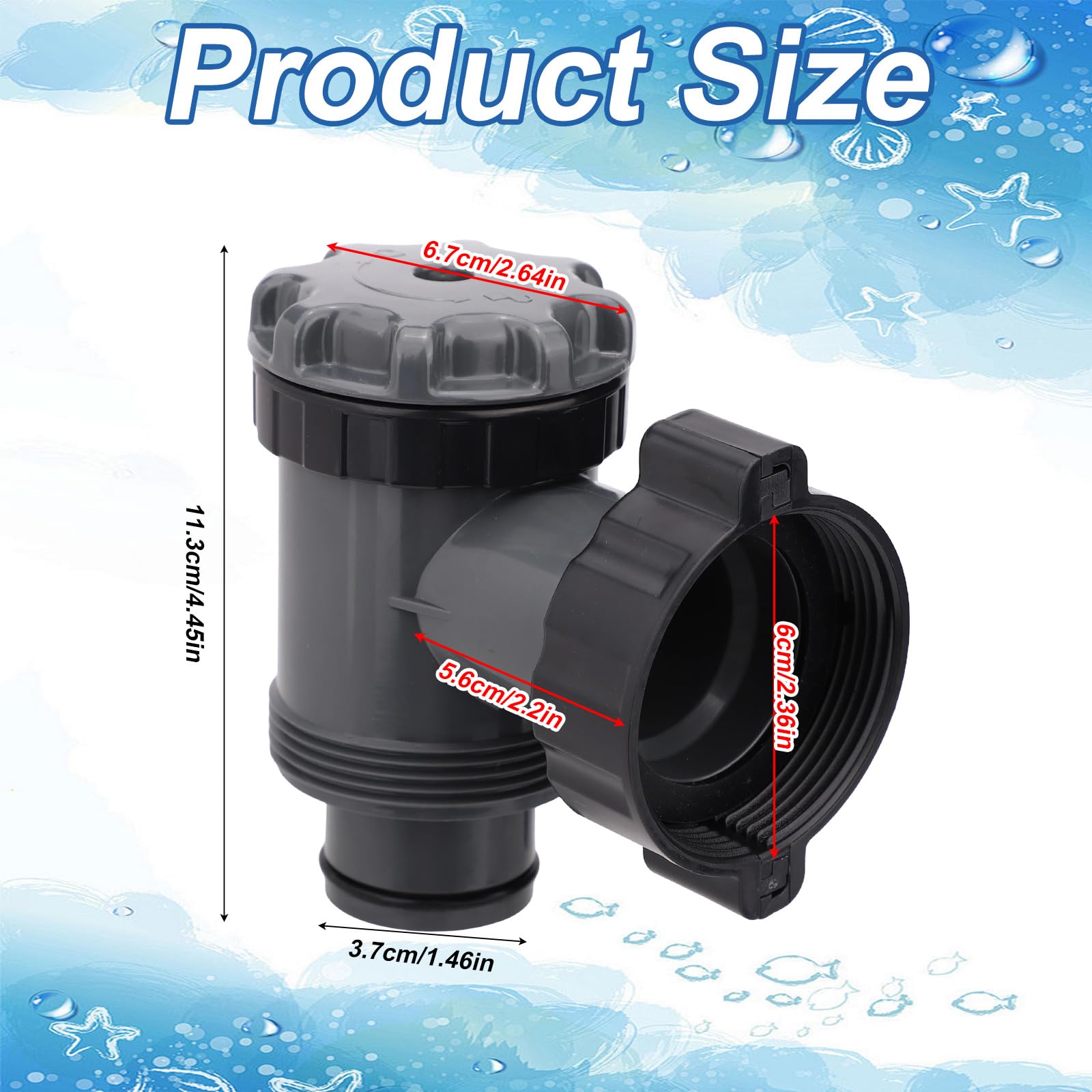 Válvula Émbolo Recambio para Piscina Compatible con Intex, Pieza Recambio de Válvula ABS Negra Compatible con Bombas de Filtro 1500/2500/4000 GPH