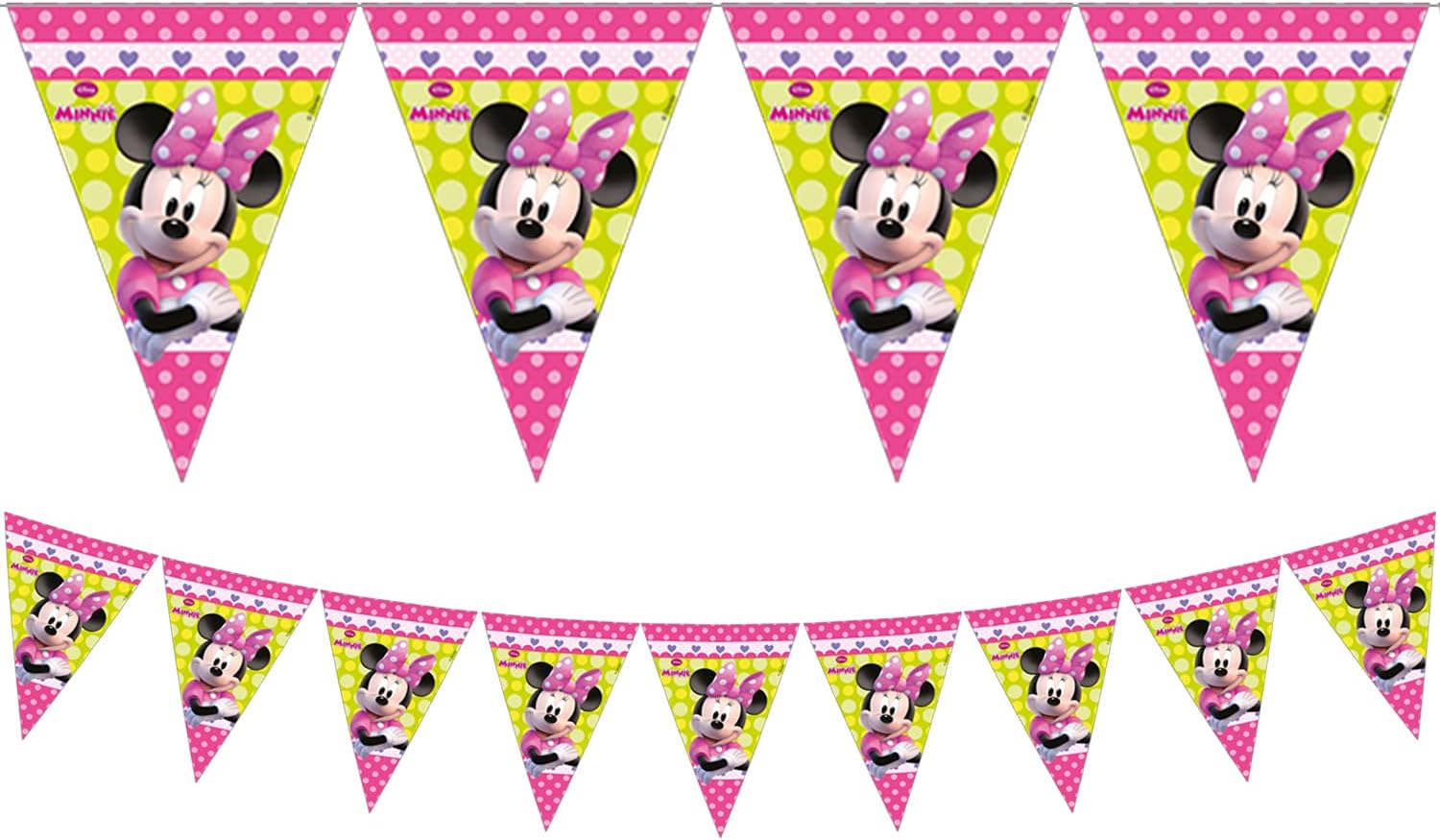 Unique Party 71266 - 2.3m Disney Minnie Mouse Bunting Flags,Pink