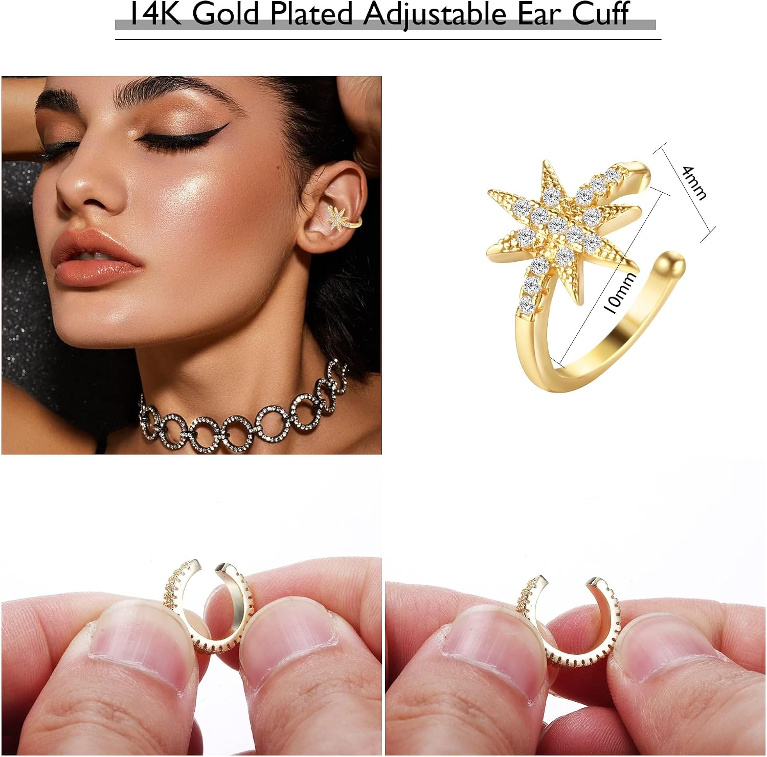 Dochais 9Pcs Ear Cuff 14K Gold Plated Cuff Earrings Gold Ear Cuffs Non Pierced Ear Clips Cartilage Earring Fake Earrings