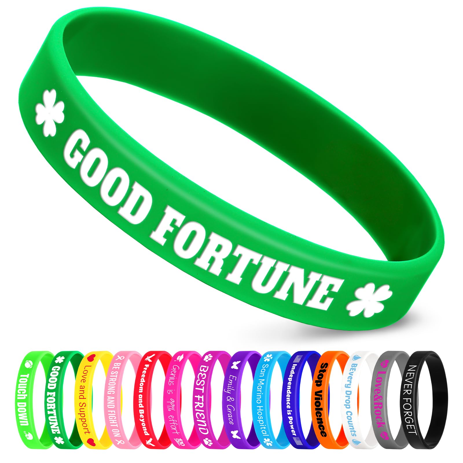 Jodimitty 250Pcs Personalised Wristbands Silicone Wristbands for Men Women Adults, Custom Text & ICON, Bulk Wrist Bands for Event Party Festival Wedding Awareness Motivation, 202x12mm (Dark Green)