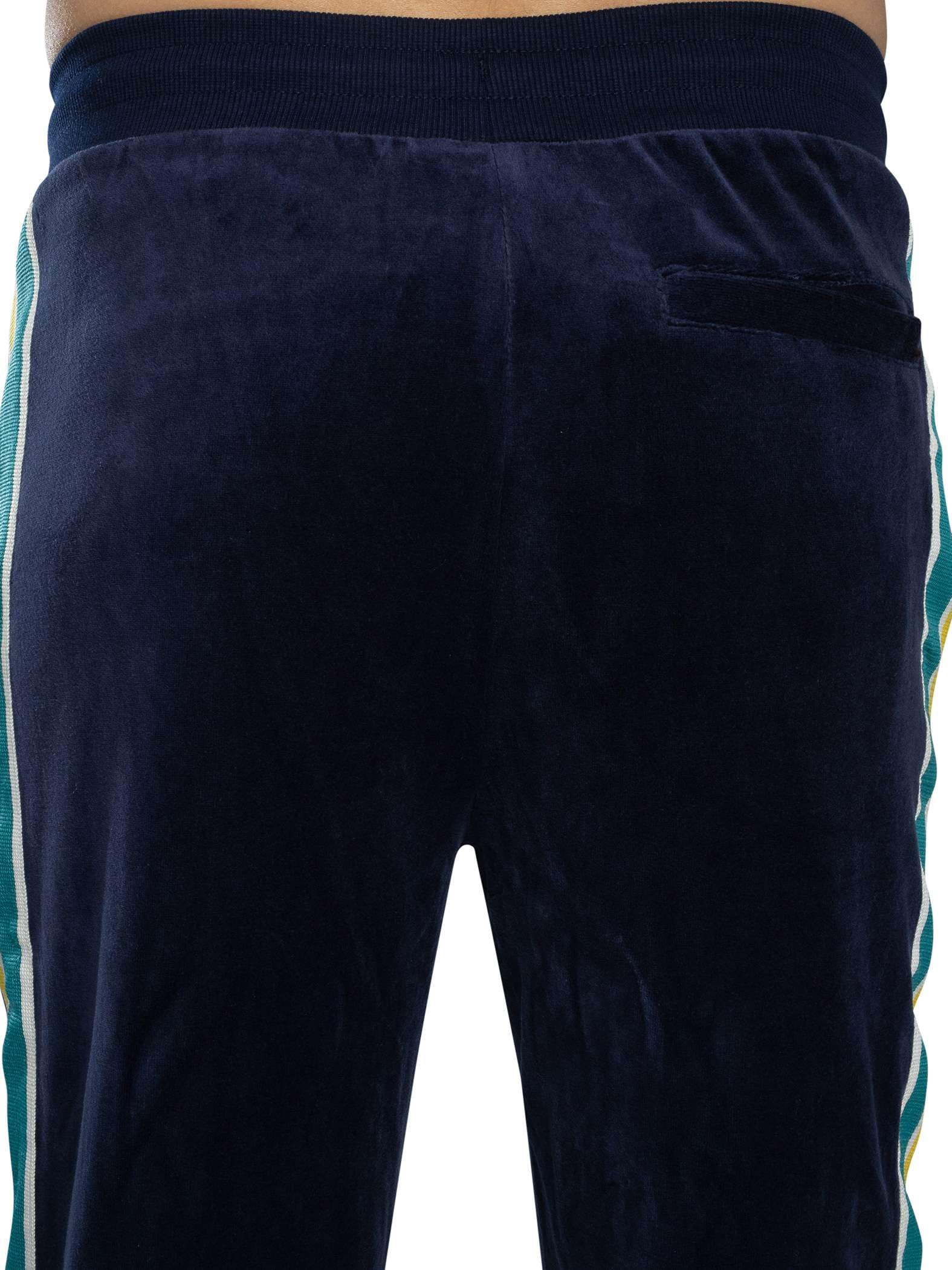 Sergio Tacchini Męski Spodnie Dresowe Monte Velour, Maritime Blue/Mango Mint