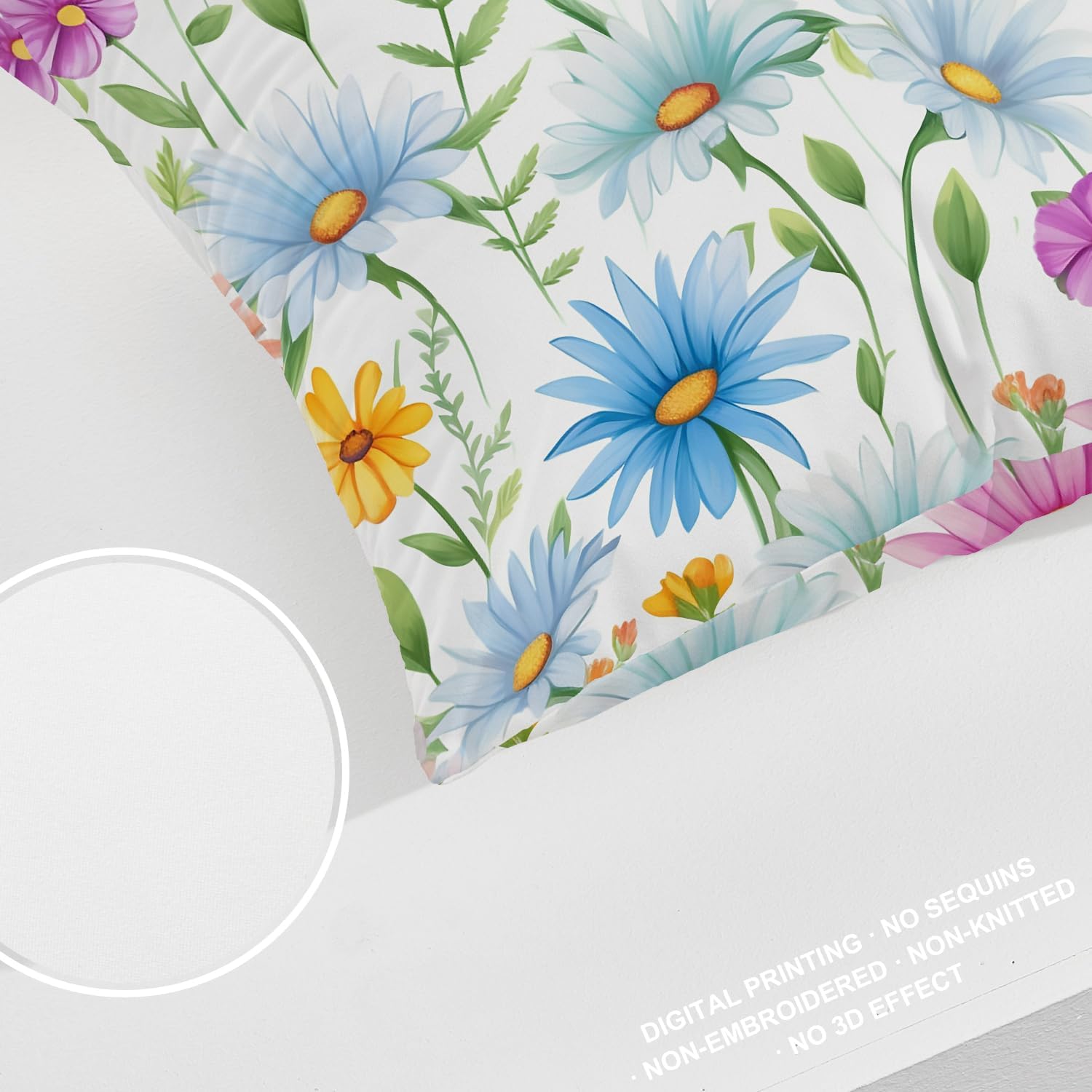 Spring Flowers Butterflies Throw Pillow Covers, Colorful Flowers with Butterflies Cushion Cover Digital Blended Hidden Zipper Decorative Pillowcases for Bedroom Lumbar 20X26 in 2 Pcs