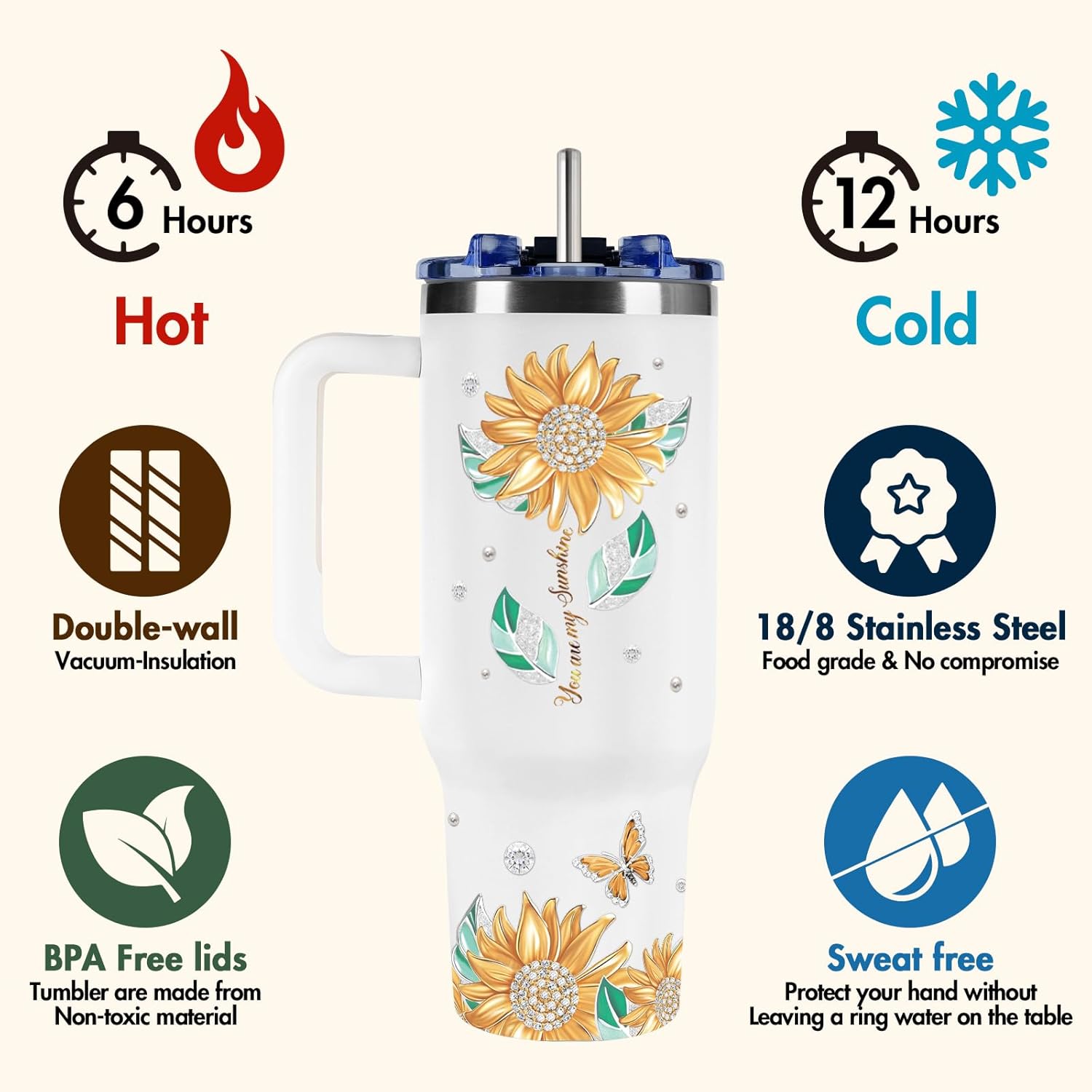 Sister Birthday Gifts, Sisters Gifts from Sisters, Gift for Sister Cup from Brother, Mothers Day Christmas Birthday Present for Sis Bestie Best Friend - 40oz Tumbler - Image 4