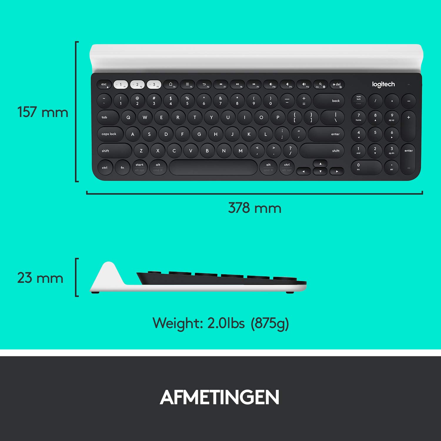 Logitech K780 Multi-Device Wireless Keyboard, Jedna Klawiatura. W Pełni Wyposażona. Do Komputera, Telefonu I Tabletu,Pc - Szary,920-008042