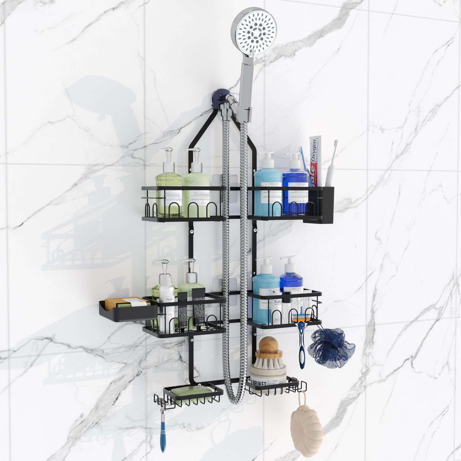 Dotpilgo Shower Caddy Hanging Upgraded Adjustable Rustproof Shower Caddy Shower Organizer for Over Handheld or Fixed Shower Heads