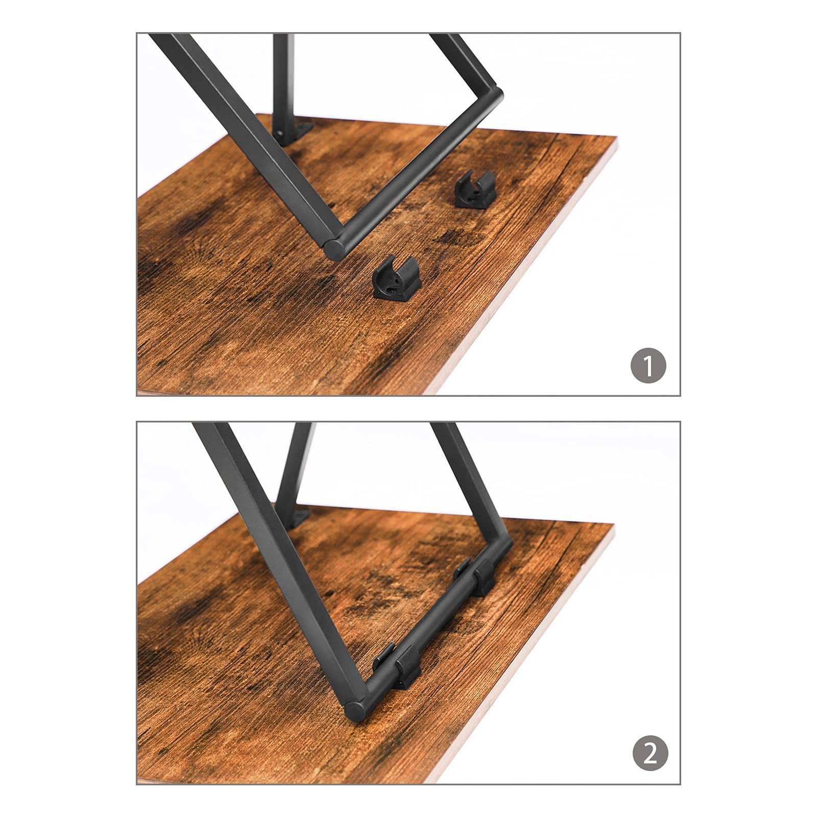 HOOBRO Tavolino, Tavolini per Spuntini, Set di 2 Pieghevoli Tavolo, Accanto al Divano, Stile Industriale, per Spazio Stretto, Struttura Stabile, Montaggio Facile, Marrone Vintage e Nero EBF25BZ01