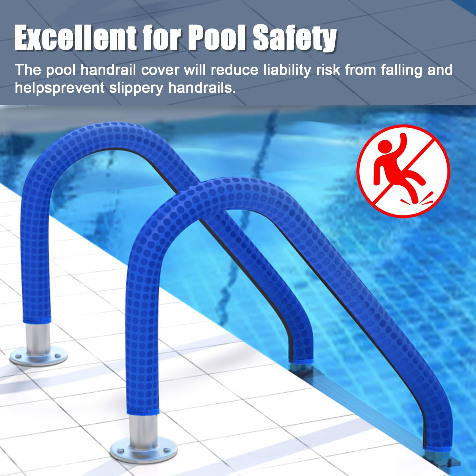 Cubiertas de barandilla de alberca de 180 cm, antideslizantes, con cremalleras, barandilla para piscinas enterradas, barandilla de mano sobre el suelo, anticalor, asas de escalera de piscina para