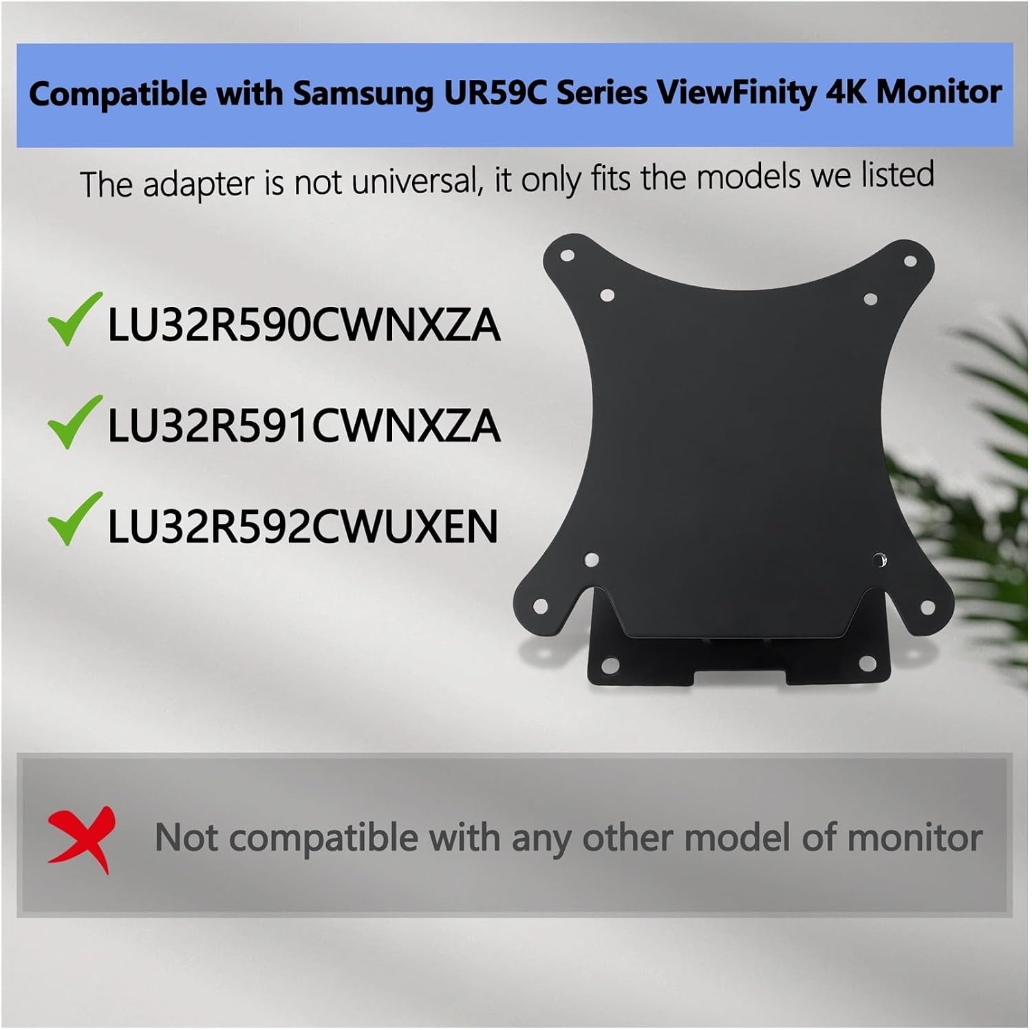 UR59 Series 32" Curved Monitor U32R590 U32R591 U32R592 UR59C UR590 Wall Mount VESA Adapter Bracket U32R590CW U32R591CW U32R592CW TV Spare Parts(Black Wall Mounted)