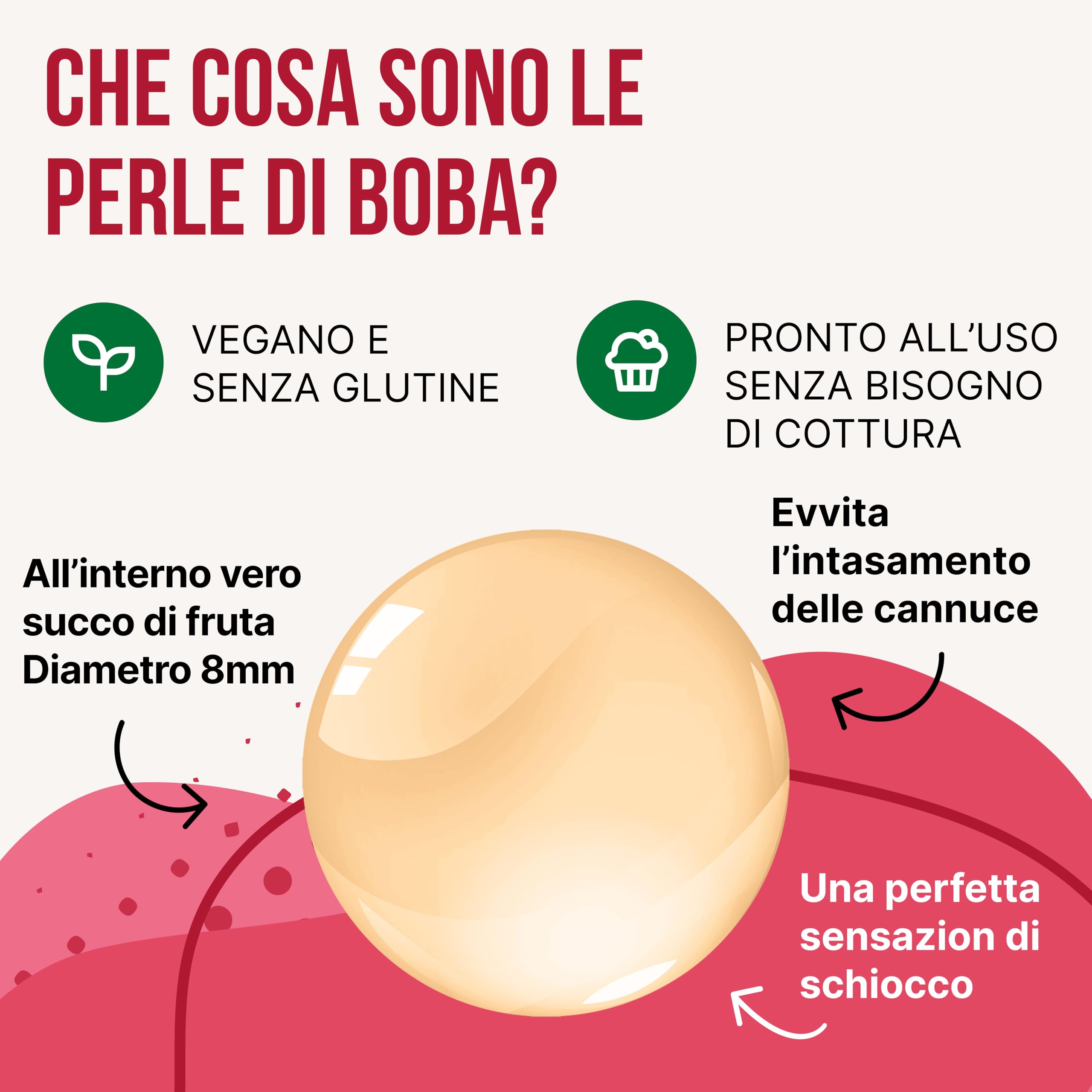 POPPING BOBA - Sferette alla frutta per Bubble Tea - Litchi - 1 kg - nessun colorante artificiale, basso contenuto di zucchero, succo di frutta vero, 100% vegan e senza glutine