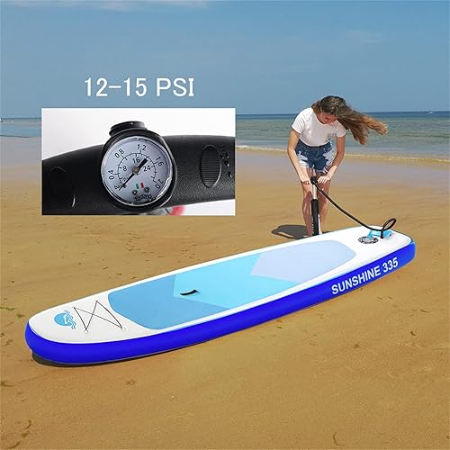 Miniatura 4 de AISUNSS Tabla de remo inflable de 11 x 32 x 6 pulgadas, todos los accesorios SUP incluidos paleta flotante, bomba de mano, bolsa impermeable para