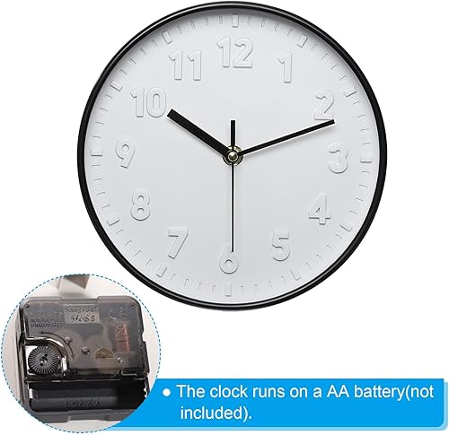 Miniatura 4 de PATIKIL Reloj de pared de 8 pulgadas, número 3D, de cuarzo, funciona con pilas, silencioso, sin tictac, redondo, para oficina, dormitorio,