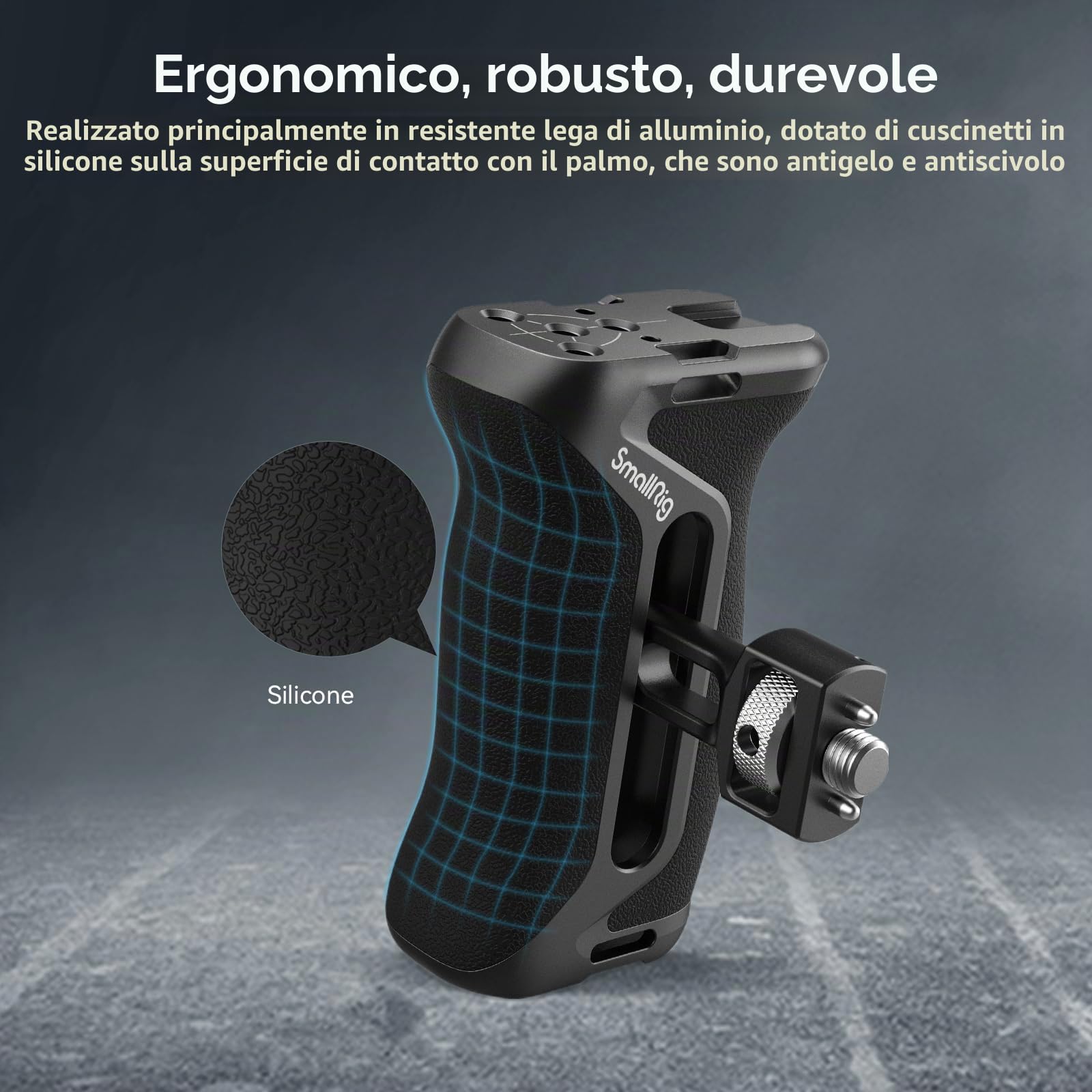 SMALLRIG Locating Side Handle con 3/8'' Screw per ARRI-Style, 36 mm Regolabile Su/Giù, Impugnatura Ergonomica Laterale per Gabbie per Fotocamere, con Foro per Cinghia Integrato - 4016