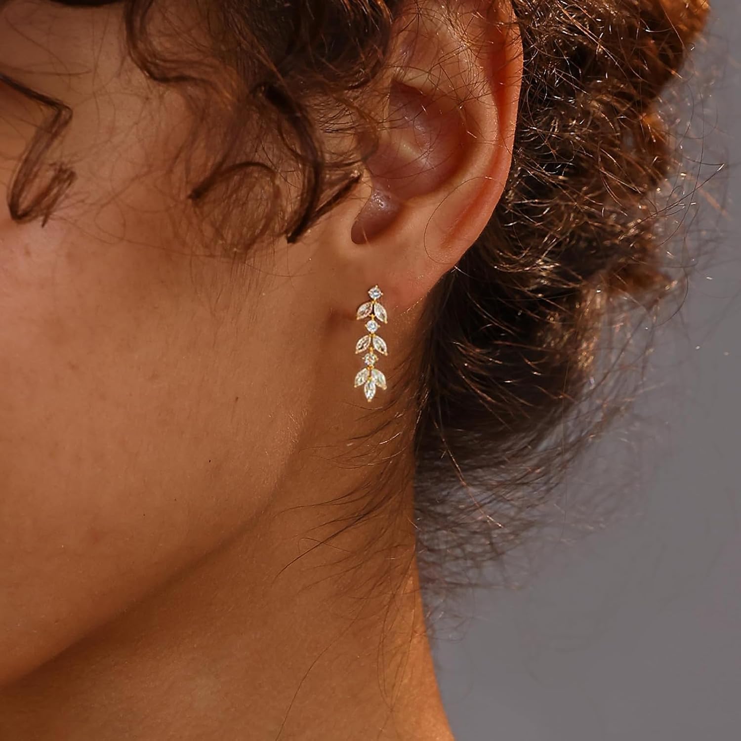 Dainty Dangle Earrings Elegant Marquise Leaf Cubic Zirconia Drop Earrings Wedding Prom Parties Earrings Stylish Jewelry Gift - Image 3