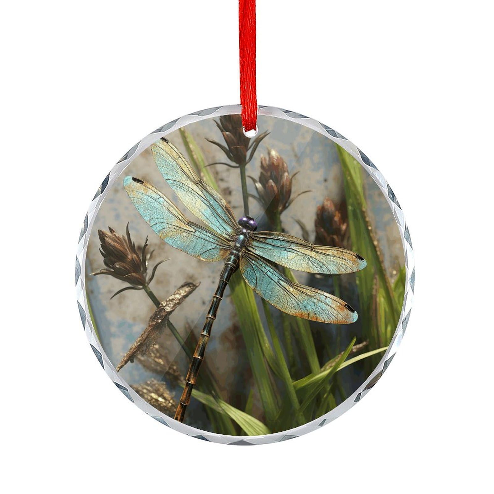 Btcowzrv Style Dancing Dragonfly Round Ornament Hanging Pendant Decor
