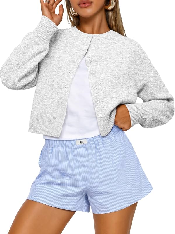 Cárdigan crop para mujer, suéter de otoño, moda 2026