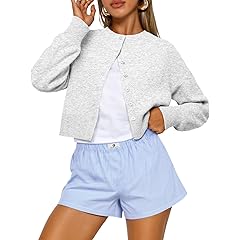 Trendy Queen Cropped Cardigan Sweaters for Women Lightweight Crop Cotton Knit Y2k Fall Outfits Fashion Clothes 2025