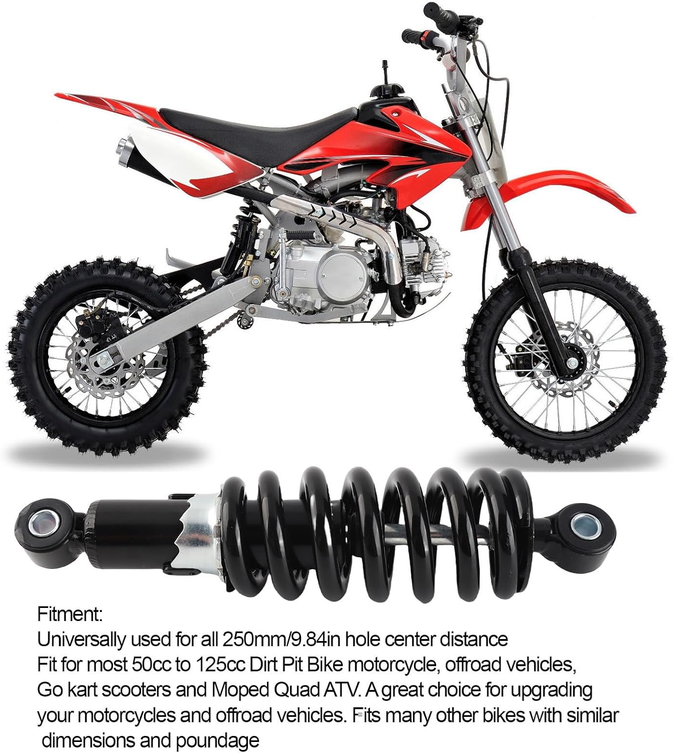 Motorcycle Shock Damper 240mm Shock Absorber Adjustable for to Dirt Pit Bike ATV Kart Scooter