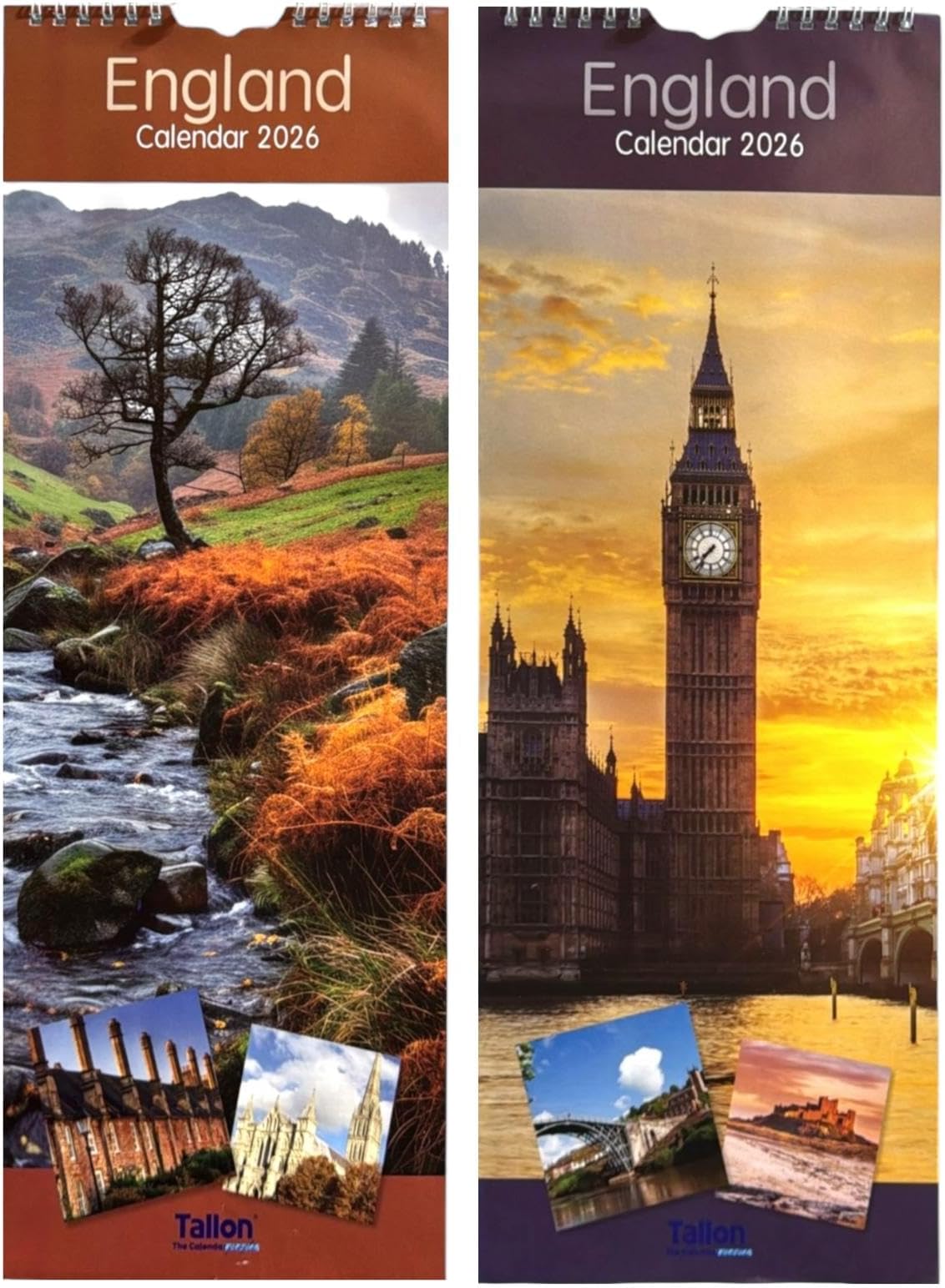 2026 Slimline Calendar - England, Monthly View Hanging Wall Calendar Random