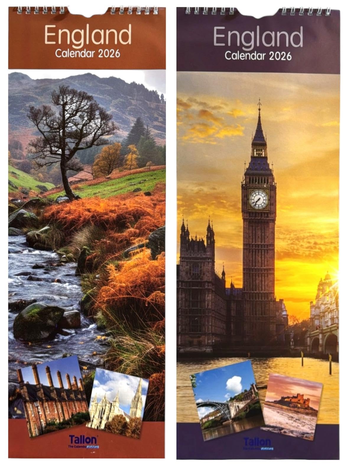 2026 Slimline Calendar - England, Monthly View Hanging Wall Calendar Random