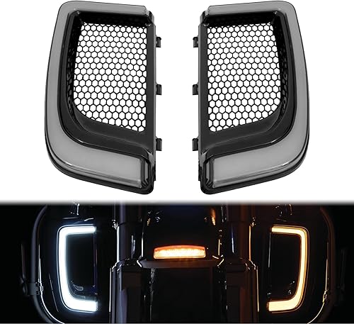Miniatura 2 de HDBUBALUS Protector de motor para parrillas, carenado de pierna, luz LED de señal de giro compatible con Harley Touring Street Glide Road Glide